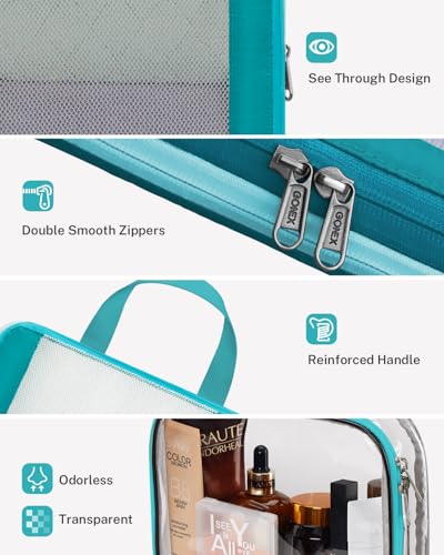 Compression Packing Cubes for Travel (8 PCS Blue / L+2M+S+4 Bags for Laundry Shoe Toiletry Accessory)