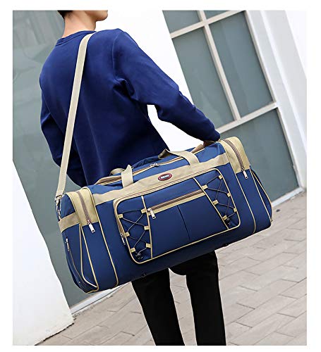 Travel Duffle Bags for Men 26" Weekender Over Night Carry On Bag Lightweight Extra Large Oxford Duffel Gym Sturdy Luggage Water (Blue)