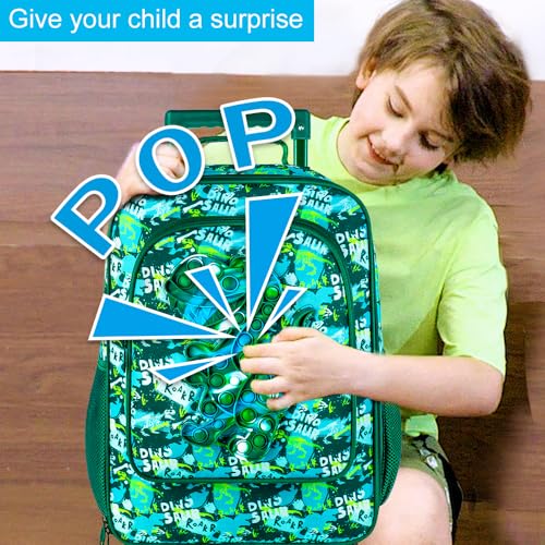 Kids Luggage for Boys (Green Dinosaur03)