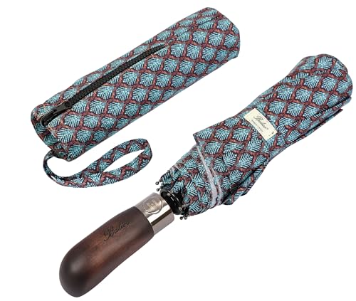 Folding Umbrella Real Wood Handle Cypress Leaves Plum (Cypress Leaves Plum)