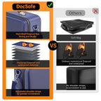 Fireproof Document Box Hard Case with Lock ＆ Accordion File Folder (15.2" x 11.2" x 5.3"(colorful) / Blue)