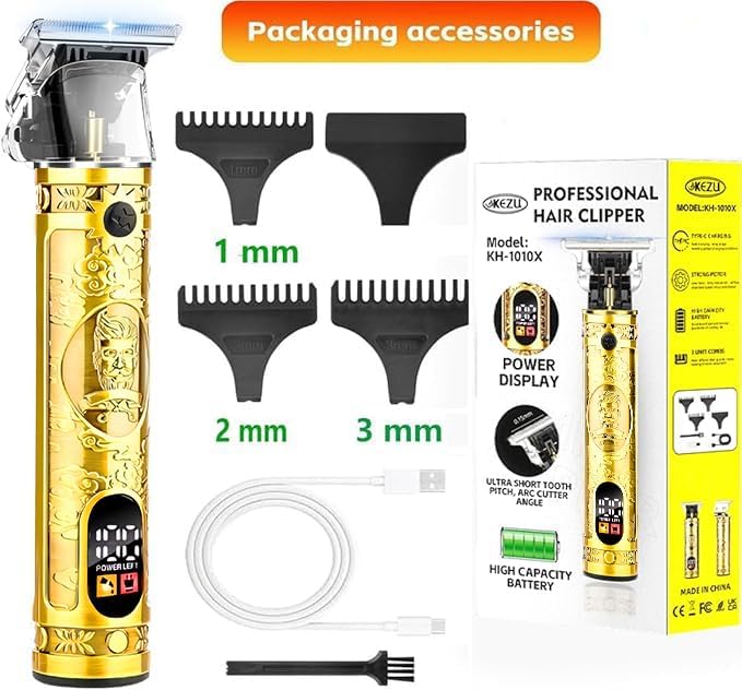 Beard Trimmer for Men, Professional Hair Clipper with LCD Display, Rechargeable Electric Razor, Barber-Grade Zero Gapped T-Blade Hair Trimmer, Ideal Gift for Men