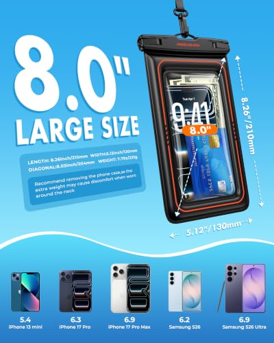 Floating Waterproof Phone Pouch 2 Pack (8.0 inch)
