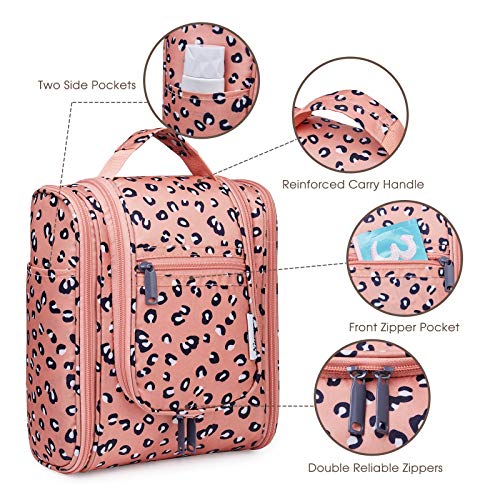 Cheetah Small Hanging Toiletry Bag Women Travel Makeup Bag Organizer Toiletries Bag for Travel Size Essentials Accessories Cosmetics (B-Orange Leopard / Medium)
