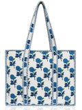 100% Cotton Quilted Tote Bag For Women (Snow White Atlantic Gull Floral Print)