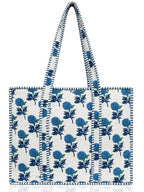 100% Cotton Quilted Tote Bag For Women (Snow White Atlantic Gull Floral Print)