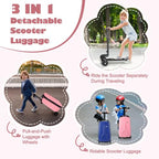 Scooter Suitcase for Kids Detachable & Foldable Carry On Suitcase (Pink)