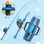 Kids Fishing Pole Set (Blue Pole Set with Folding Stool / 4.9 ft)
