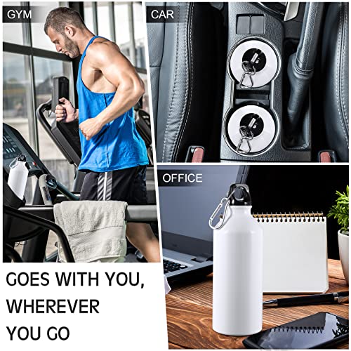10 Pcs Aluminum Water Bottle 20 oz Reusable Bottles Lightweight Leak Proof Aluminum Sports Travel Bottles with Twist Cap Buckle for Gym (White)