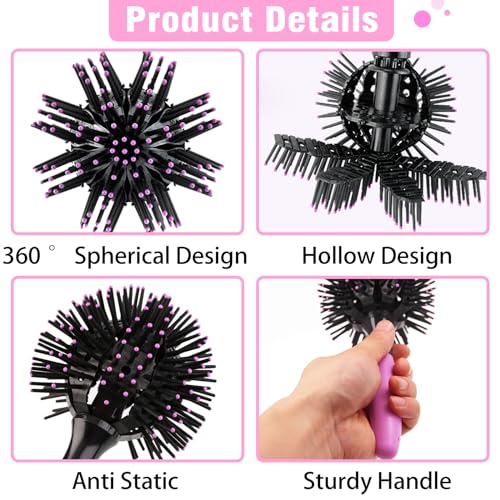 3D Round Hair Brushes for Women Blow Drying Detangling Hairbrush 360 Degree Styling Brush for Thick Curly Hair Comb for Wet and Dry Hair (Brush Only)