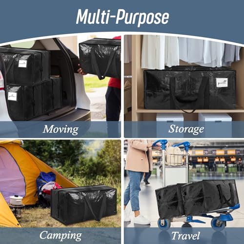 6 Pack Extra Heavy Duty Large Moving Bags with Strong Zipper (Black / 6 Pack)