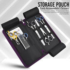 Leather 5 Scissor & Shear Storage Case for Hairstylist (Purple)