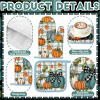 10 Pcs Fall Thanksgiving Pumpkin Kitchen Decor Set (Light Blue / Classic Pumpkins)