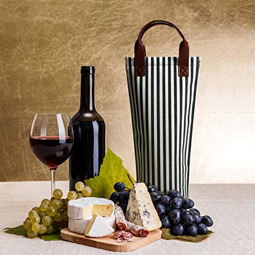 Single Wine Cooler Bag Tote (Blue Stripe)