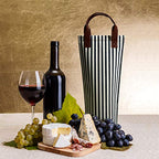 Single Wine Cooler Bag Tote (Blue Stripe)