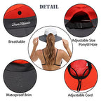 Womens Summer Sun Hat Beach Hat Wide Brim Outdoor UV Protection Hat Foldable Cool Mesh Ponytail Bucket Hat (6-7 / Orange-grey)