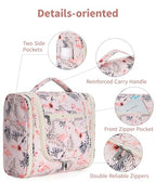 Large Hanging Travel Toiletry Bag for Women (B-Beige Bird / Large)