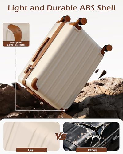 Luggage Lightweight and Durable Hardshell (apricot white / L(28in))