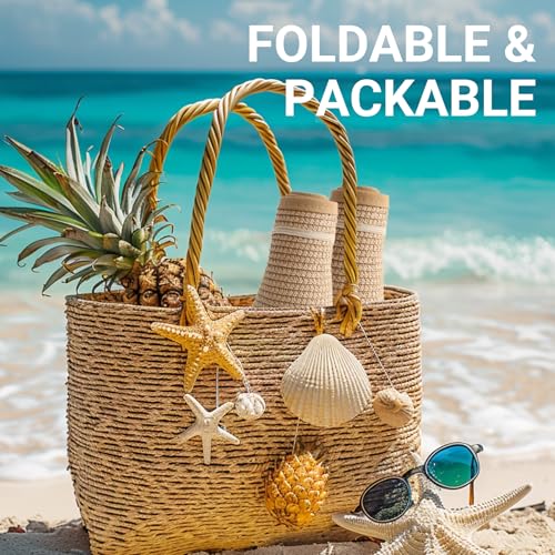 Sun Visor Hats for Women Wide Brim Straw Packable Beach Hat Black (Black)
