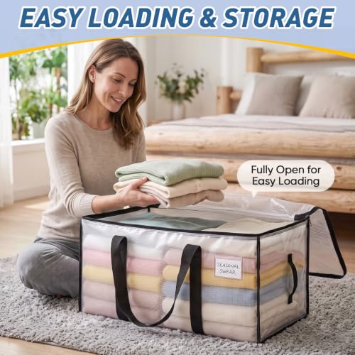 48 Pack Oversized Moving Bags with Reinforced Handles (Clear / 48-Pack)