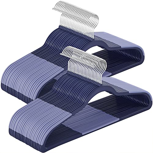 Plastic Clothes Hangers (50 Pack / Light Blue Ash)