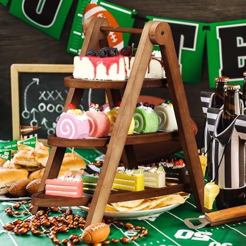 3 Tier Football Serving Tray with 15" Collapsible Ladder Stand (Football)