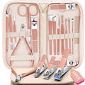 Manicure Set 16Pcs Professional Stainless Steel Pedicure Kit Mens Grooming Kit Fingernail & Toenail Clippers Set Manicure Kit with Luxurious Travel Bag (16Pcs-Pink)