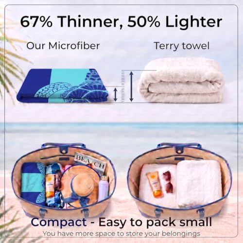 6 Pack Microfiber Beach Towel Oversized 71x32 Blue Multipack Bulk (6 Pack Blue Turtle Shark Dolphin Multi / X-Large (32x71 inches))