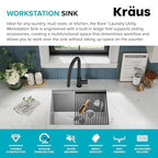 Kore 23 Inch Undermount Workstation Single Bowl 16 Gauge Deep Laundry Utility Stainless Steel Kitchen Sink with Accessories (Stainless Steel / 23 inch / Laundry Sink)