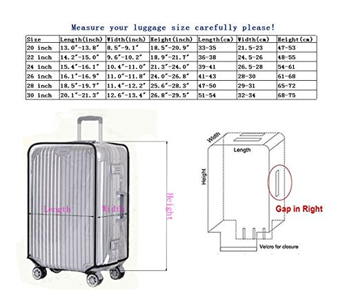 Luggage Protector Suitcase Cover PVC Waterproof Travel Suitcase Fits Most 20" to 30"（26" (26" (16.9"L x 11.8"W x 26.8"H))