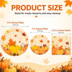 150Pcs Fall Dinner Plates and Napkins Autumn Maple Leaves Pumpkins (Fall Leaves)