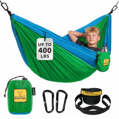 Kids Hammock Small Camping Hammock (Green & Blue / Kids)