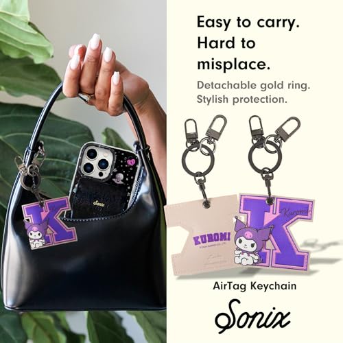 x Sanrio Character Keychain Case Compatible with Apple AirTag (College Letters Kuromi)