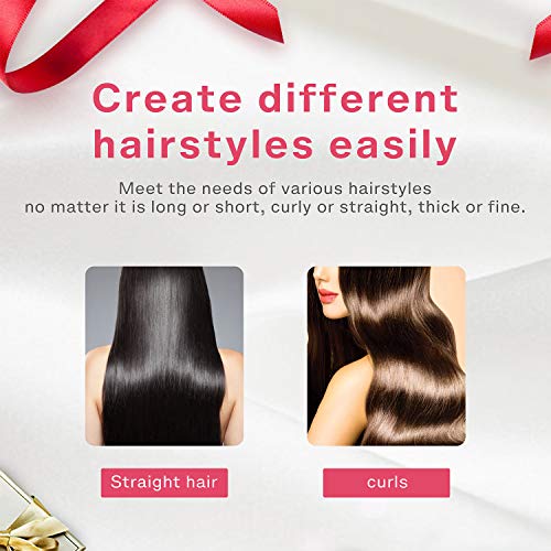 Electric Hot Comb Hair Straightener Heat Pressing Comb Curling Flat Iron Curler Hair Straightener Brush for Natural Black (Violet)