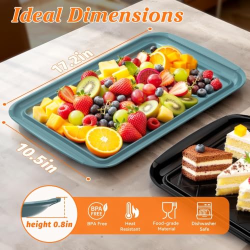 Grilling Prep & Serve Trays for Party Set of 2 (Black & Green)