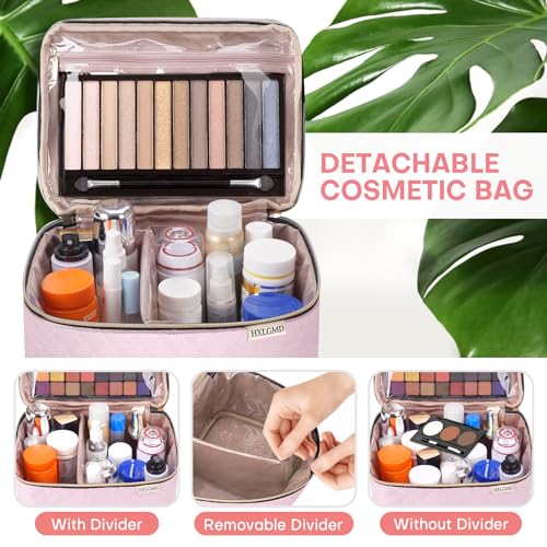 Double Layer Travel Makeup Bag Women (Pink.)