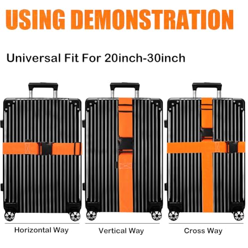 Luggage Straps for Suitcases TSA Approved (Neon Orange)