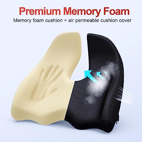 Large Ergonomic Seat Cushion Relieves Sciatica & Tailbone Pain (Dark Black / Large)