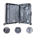 All Aluminum Luggage Zipperless Hard Shell Luggage Case with TSA Lock Spinner Alloy Metal Suitcase (Silver / 24")