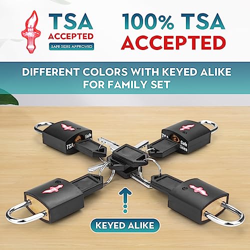 TSA Luggage Locks 8 (Black 8 packs)