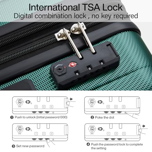 29 Inch Expandable Large Checked Luggage with 8 Spinner Wheels (29 Inch EXT / Blackish Green)