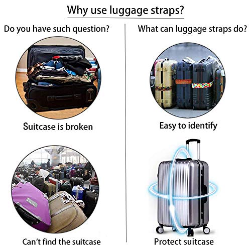 Luggage Straps for Suitcases Adjustable Travel Belt (Multicolored honeycomb)