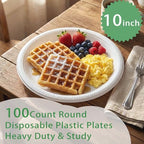 100 pcs 10 Inch White Plastic Plates (White / 100 Pcs)