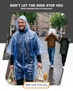 Disposable Rain Ponchos for Adults (One Size / Dark Blue (5 Pack))
