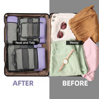4 Set/6 Set/8 Set Compression Packing Cubes Travel Accessories Expandable Packing Organizers (Half Mesh, 6-Lavender) (6-Lavender / Half Mesh)