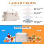 NOL 4L Insulated Lunch Bags for Women Cooler Bag Lightweight Nylon Waterproof Lunch Box For Work (Cream / Small (4 Liters))