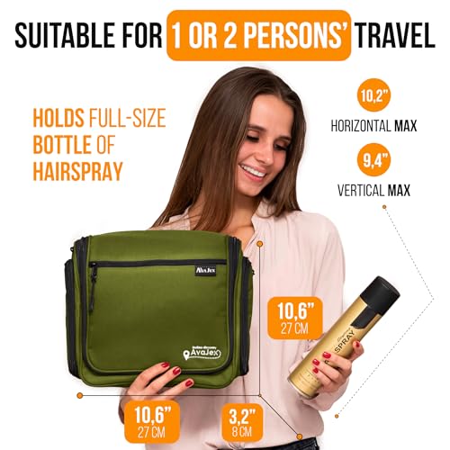 Travel Toiletry Bag for Men and Women (L Forest Green)