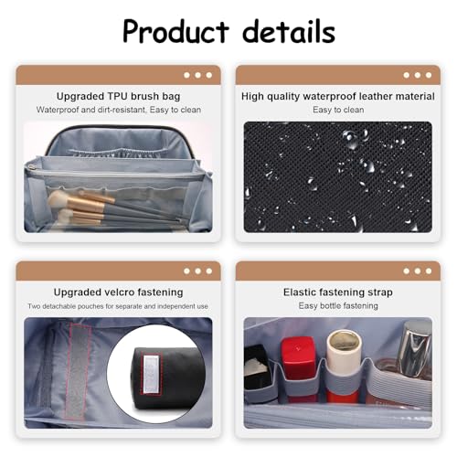 Travel Makeup Bag Organizer Cosmetic Bag (02-C-Black)