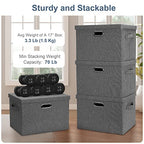 Large 17" 36 Quart Collapsible Stackable Storage Bins with Lids (Gray1 / Large -5 Pack)