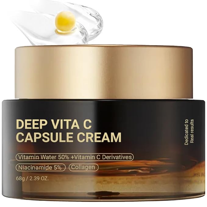 Deep Vitamin C Golden Capsule Face Moisturizer - Liposome Capsules For Wrinkles, Skin Radiance - Transparent Gel with Collagen & Niacinamide for Firming, Repairing, Hydrating Skin Care